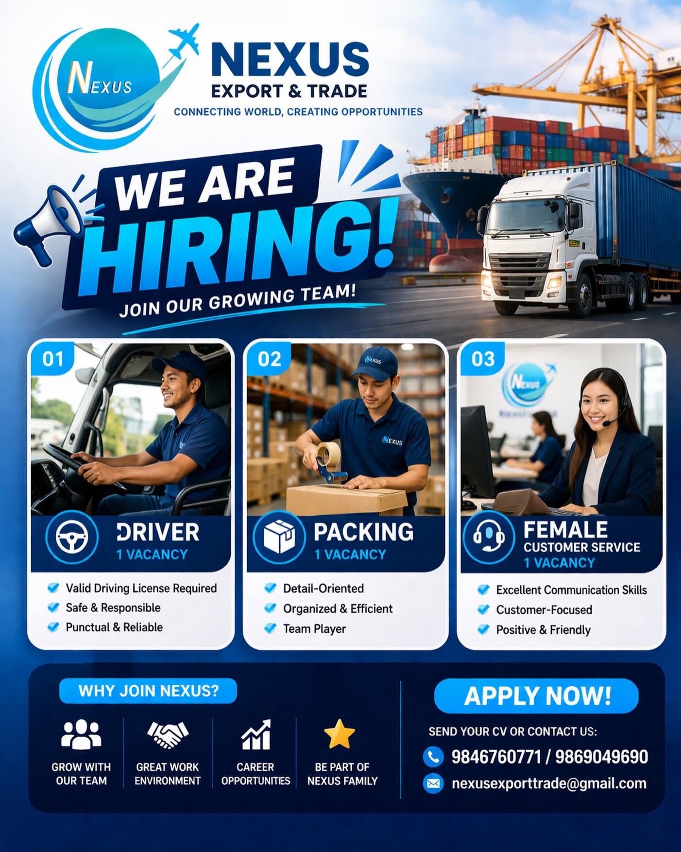 WE'RE HIRING: JOIN THE NEXUS EXPORT & TRADE TEAM blog post thumbnail